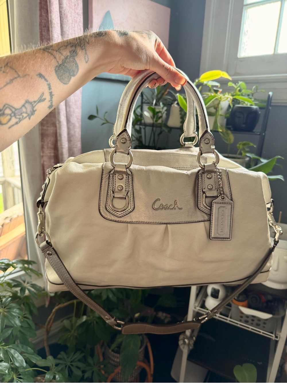 Coach Ashley satchel with silver accents